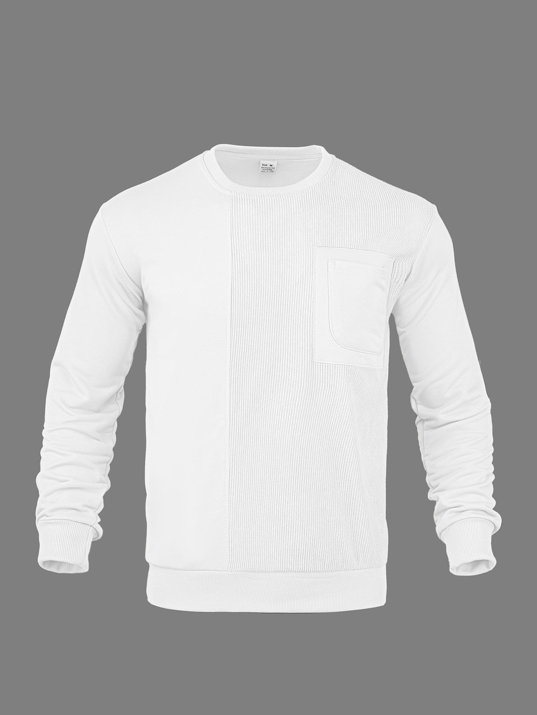 Herren Langärmeliges Struktur-Sweatshirt mit Brusttasche und Rippdetail Drune