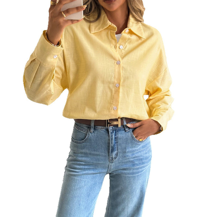 Damen nan oversized Leinen-Hemdbluse mit kastigem Schnitt und verdeckter Knopfleiste Drune