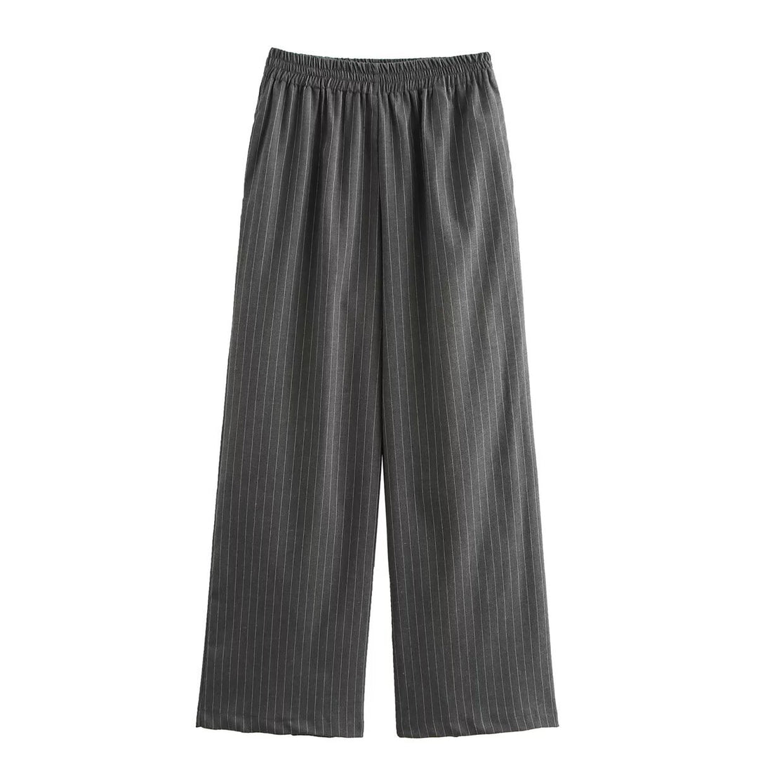 Damen weite Business-Hose mit elastischem Bund und feinen Streifen Drune