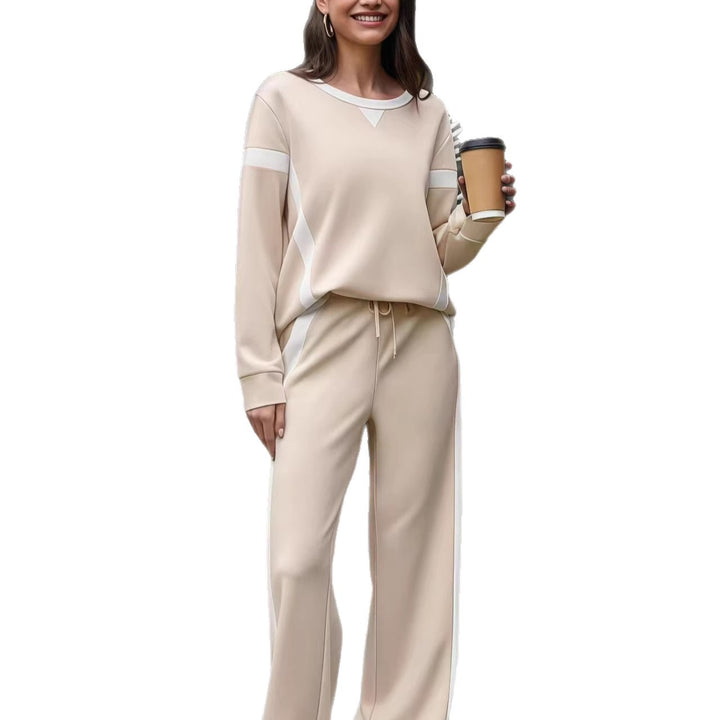 Damen Lounge-Set aus weichem Jersey mit weitem Bein und Kontraststreifen Drune