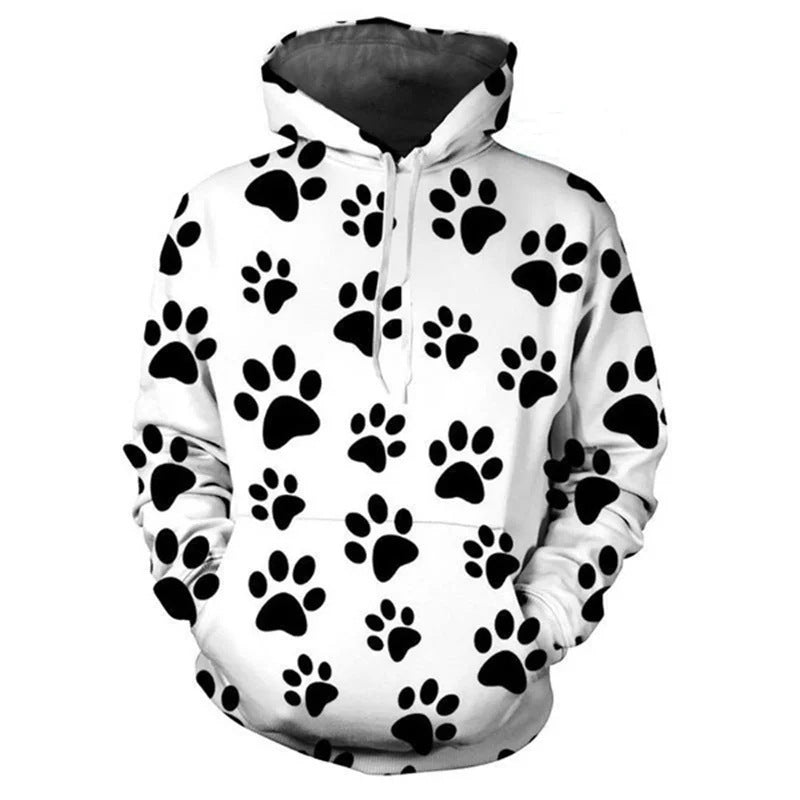 Damen Lustiger Kapuzenpullover mit Pfotenmotiv Drune