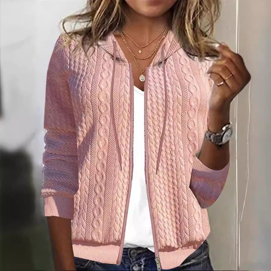 Damen Strickjacke mit Kapuze und strukturiertem Muster Drune