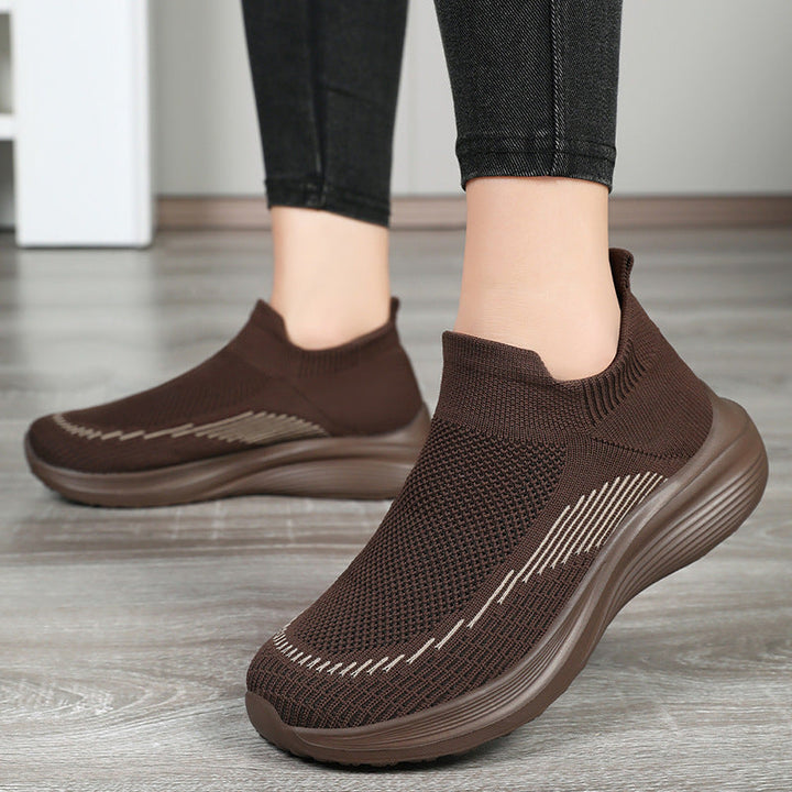 Damen Bequeme und atmungsaktive Slip-On Sneakers mit nahtloser Strick-Oberfläche Drune