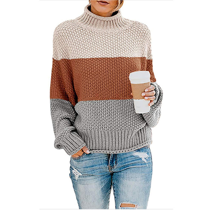 Damen nan grobstrick Rollkragenpullover mit Oversize-Schnitt und Blockstreifen-Optik Drune