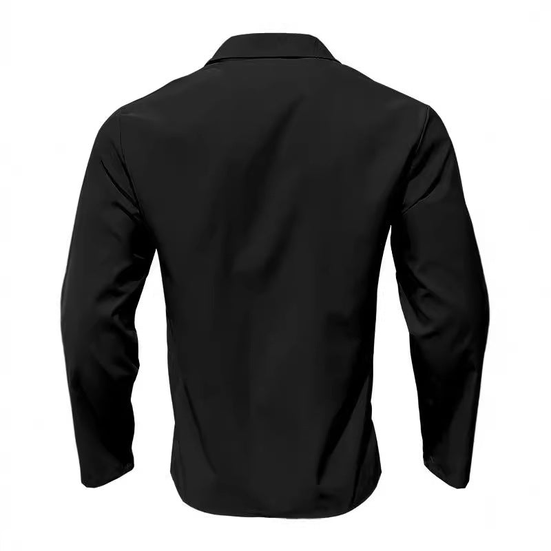 Herren Elegante Langarmbluse mit einzigartiger Knopfleiste und schickem Stehkragen Drune