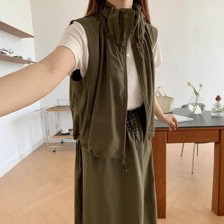 Damen Leichtgewicht Multi-Taschen Kapuzen Utility Weste Drune