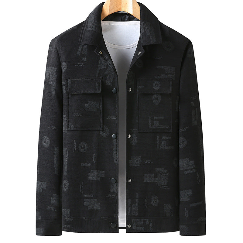 Herren Leichtes strukturiertes Overshirt mit aufgesetzten Pattentaschen und dezentem Allover-Print Drune