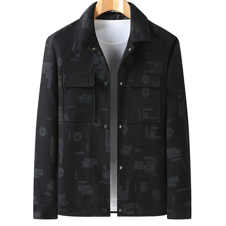 Herren Leichtes strukturiertes Overshirt mit aufgesetzten Pattentaschen und dezentem Allover-Print Drune