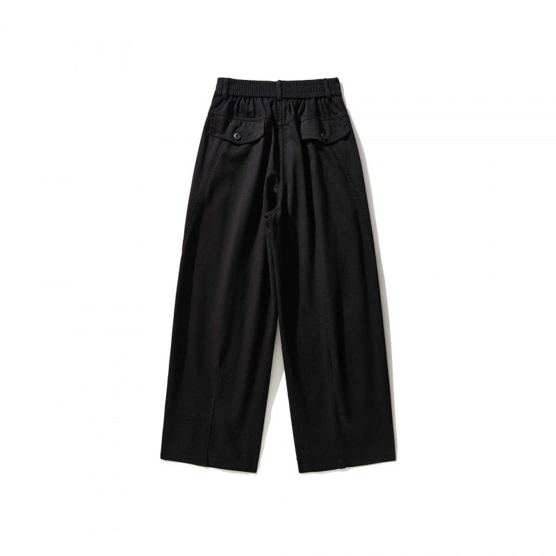 Damen Weite Bundfaltenhose mit hohem Bund und geradem weitem Bein Drune