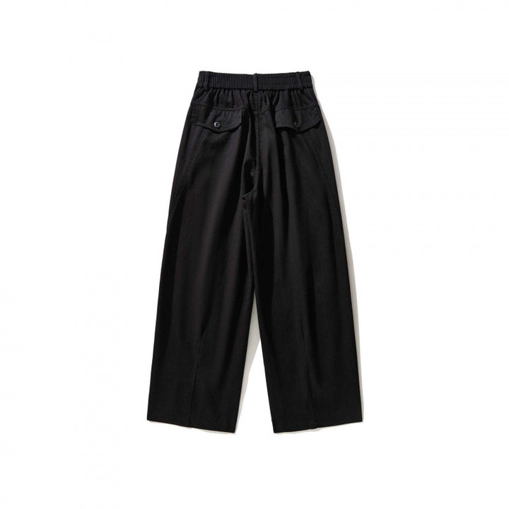 Damen Weite Bundfaltenhose mit hohem Bund und geradem weitem Bein Drune