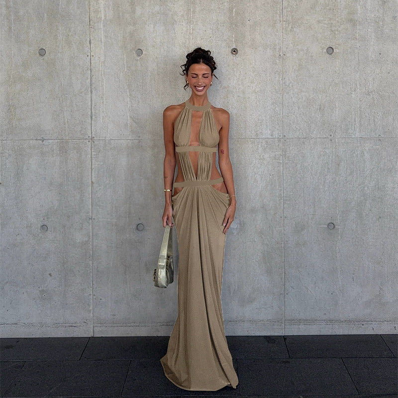 Damen elegantes Wickelkleid mit tiefem V-Ausschnitt und modischen Drapierungen Drune