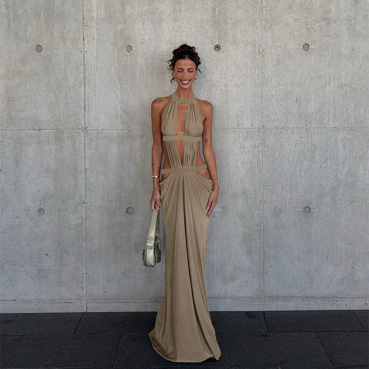 Damen elegantes Wickelkleid mit tiefem V-Ausschnitt und modischen Drapierungen Drune