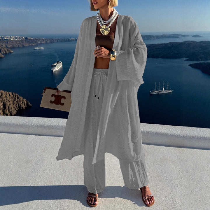 Damen luftiger Kaftan-Set mit weiten Ärmeln Drune