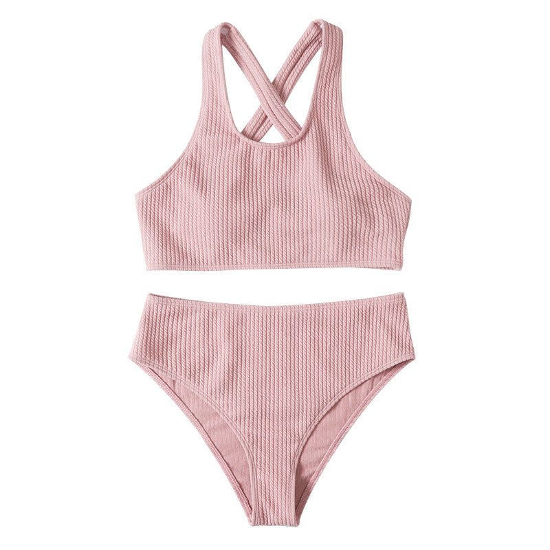 Damen Hochtaillierter Bikini mit geschickt überkreuzten Trägern Drune