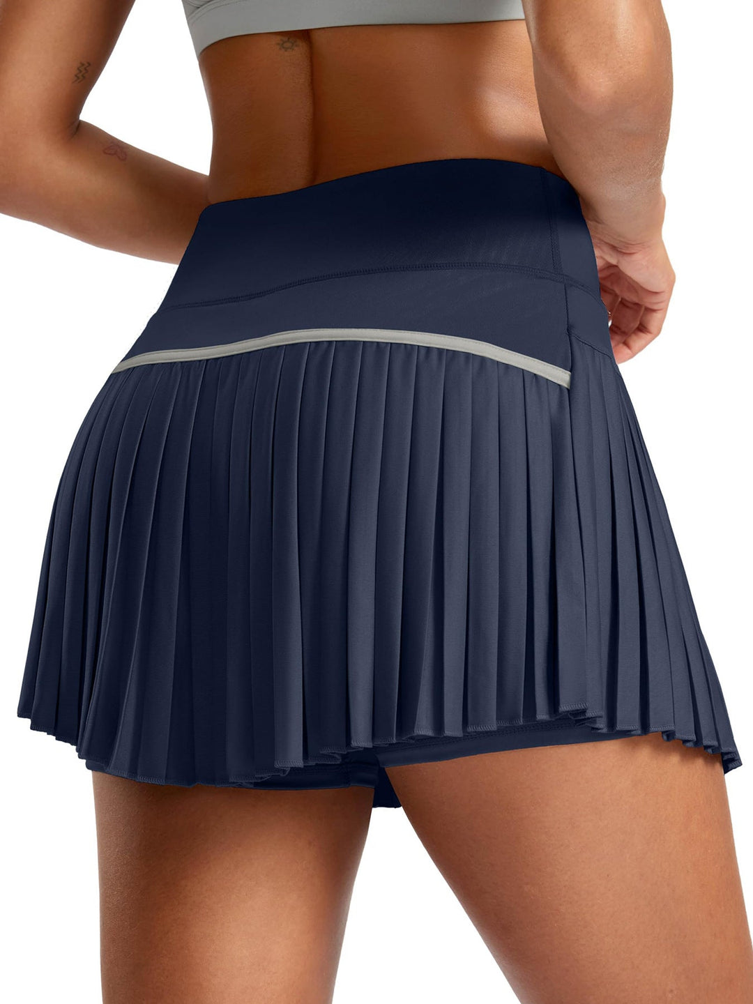 Damen Sportlicher Plisseerock mit integrierten Shorts Drune