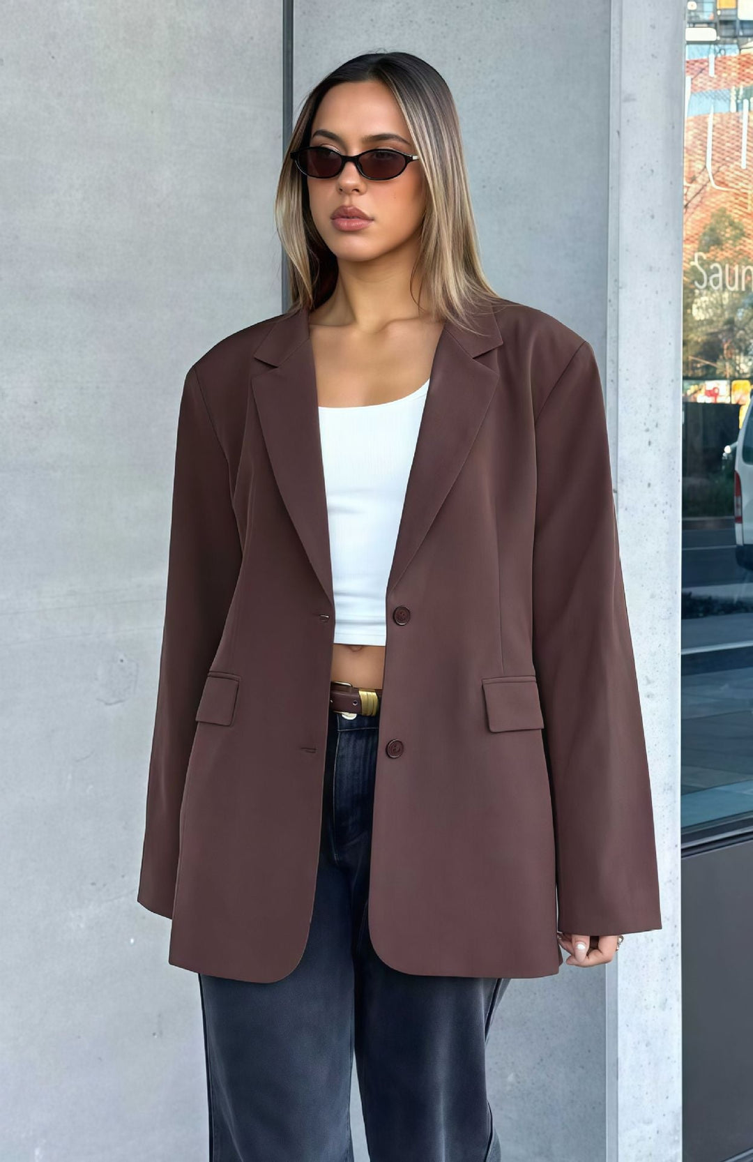 Damen Oversized Blazer im minimalistischen Stil Drune