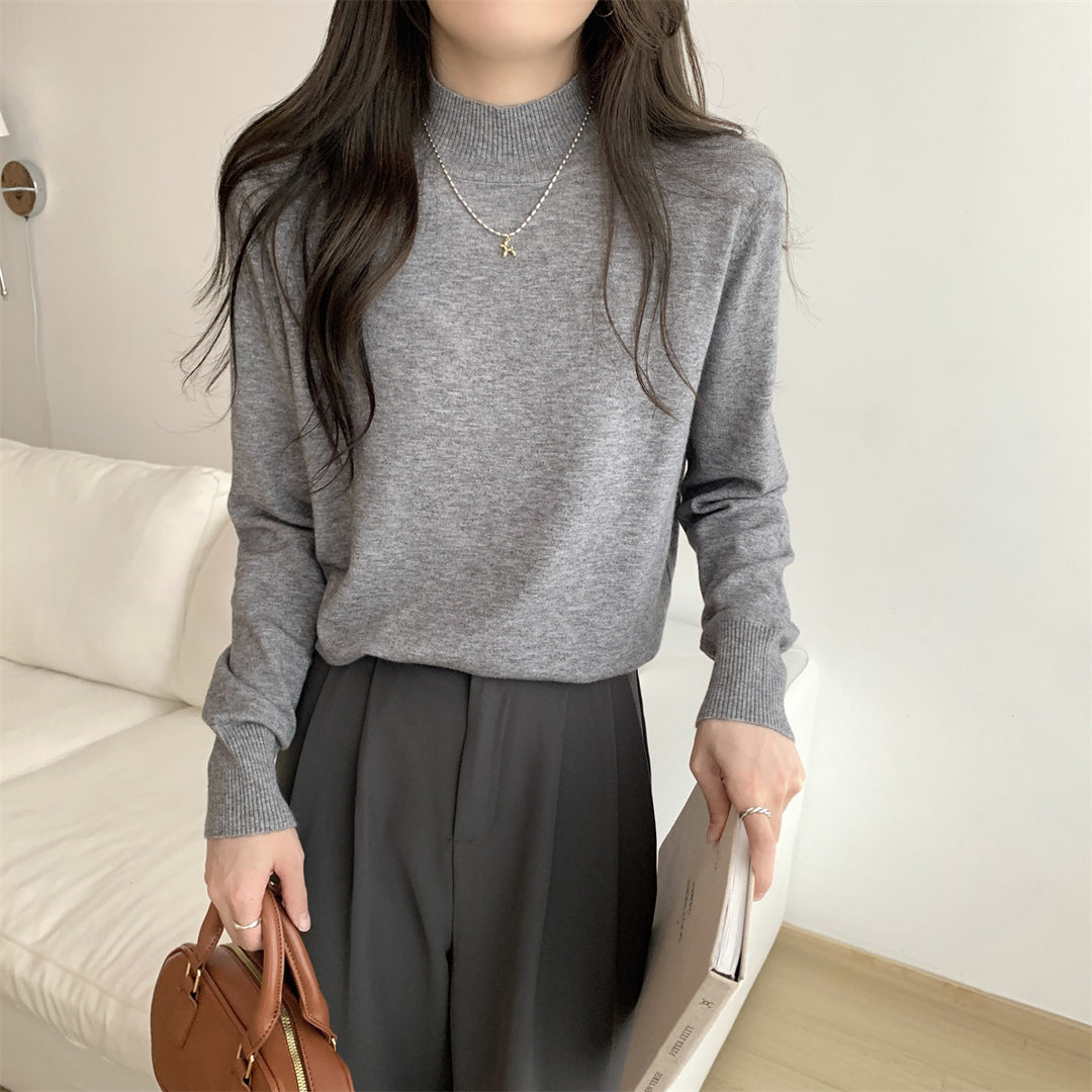 Damen Eleganter Rollkragenpullover aus hochwertigem Strickmaterial Drune