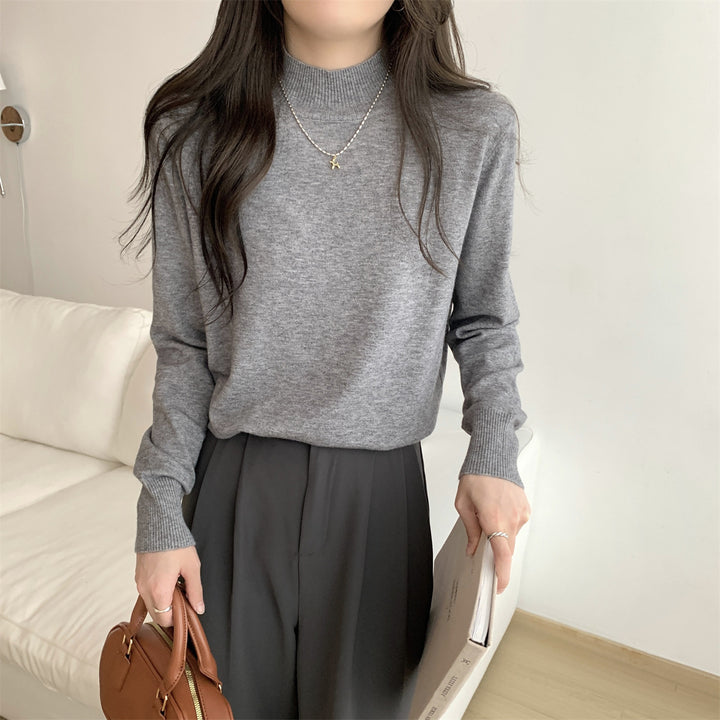 Damen Eleganter Rollkragenpullover aus hochwertigem Strickmaterial Drune