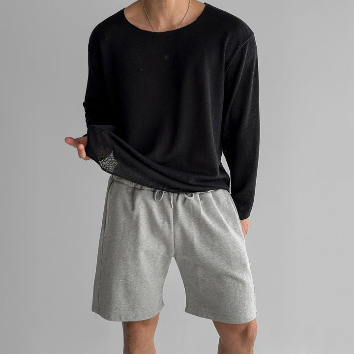 Herren Lässiges Rundhalsshirt mit leichtem Stoff Drune