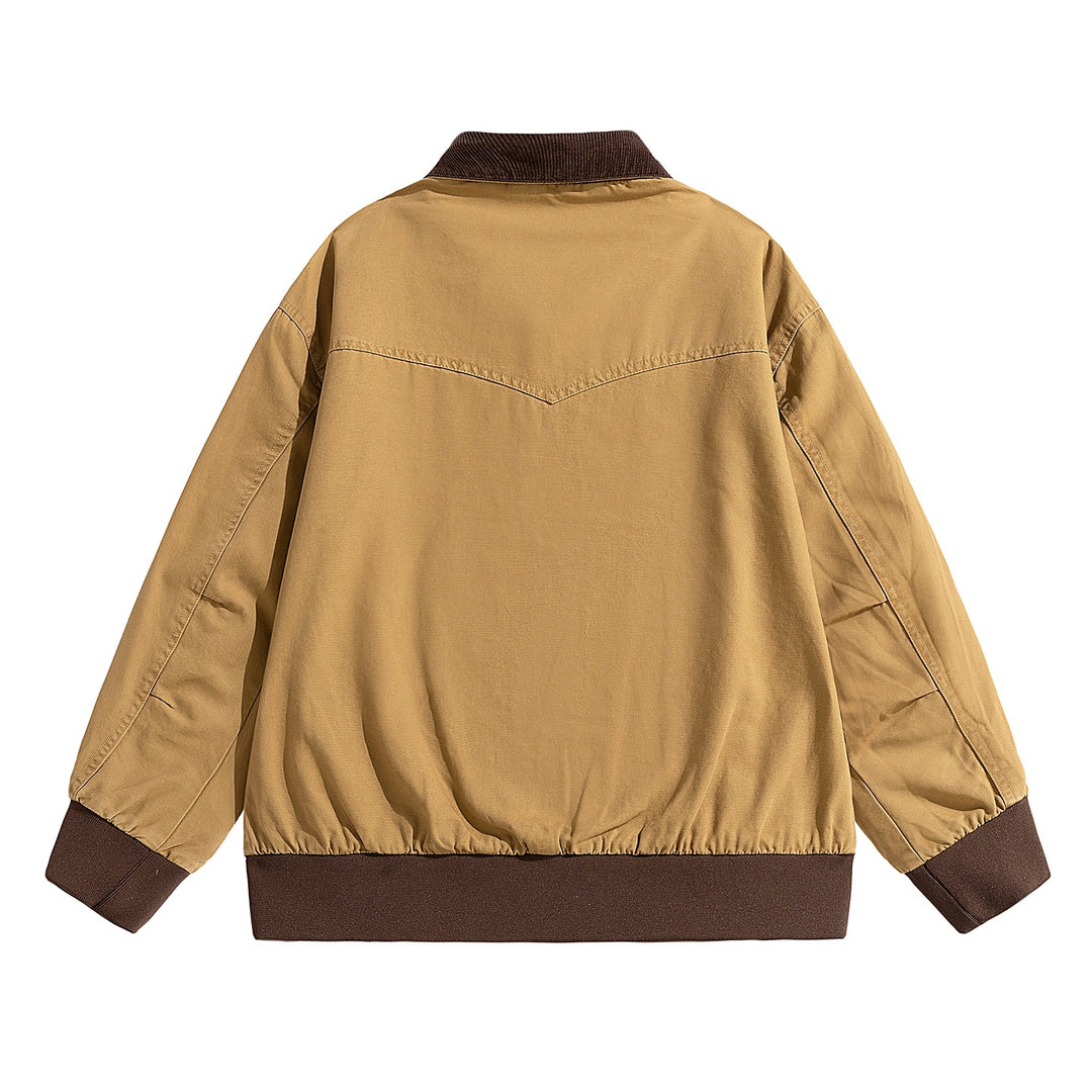 Herren Oversize-Field-Bomberjacke mit Cordkragen, elastischem Saum & verdecktem Reißverschluss Drune