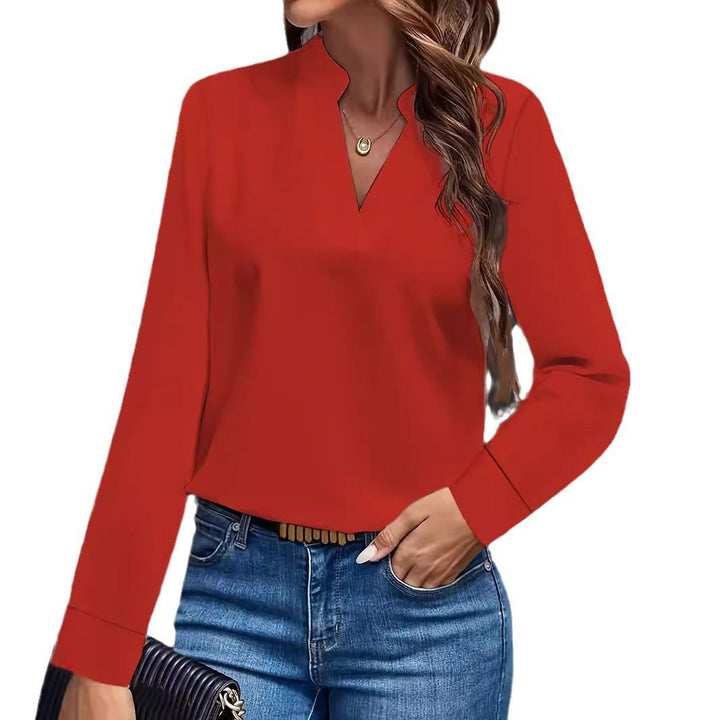 Damen Bluse mit Stehkragen und langen Ärmeln Drune