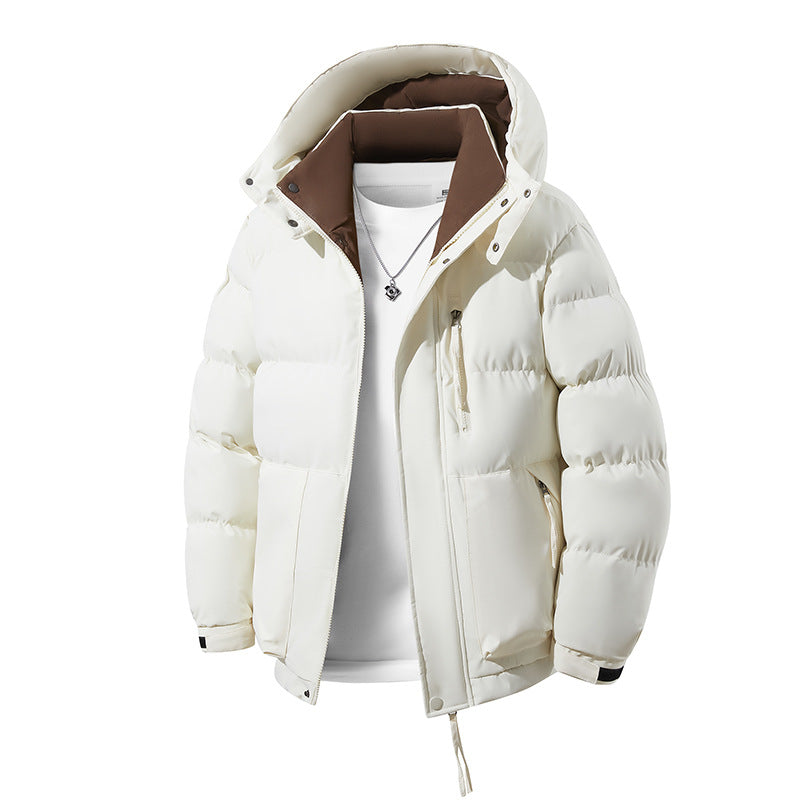 Herren Wärmende Daunenoptik‑Steppjacke mit Kapuze, Thermofutter & Kordelzug Drune