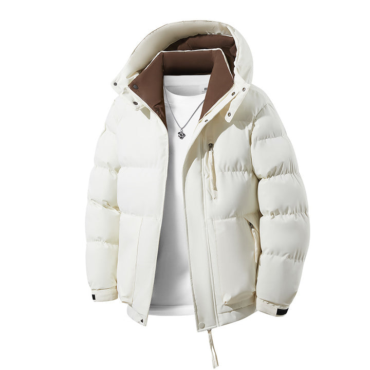 Herren Wärmende Daunenoptik‑Steppjacke mit Kapuze, Thermofutter & Kordelzug Drune