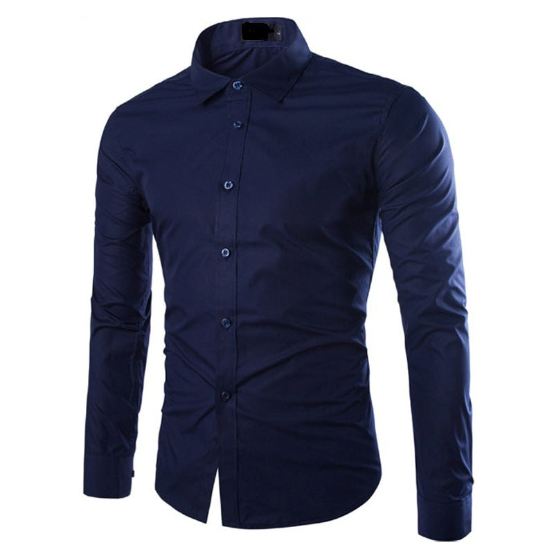 Herren Slim-Fit Langarm-Hemd Drune