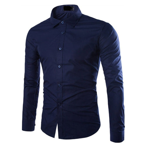 Herren Slim-Fit Langarm-Hemd Drune