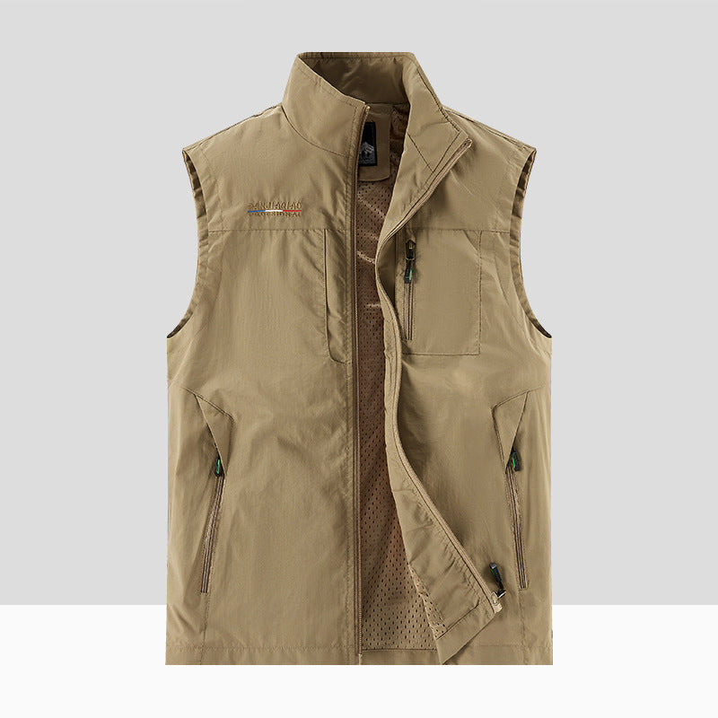 Herren Leichte Atmungsaktive Outdoor-Softshellweste mit Mesh-Innenfutter und Mehrfach-Reißverschlusstaschen Drune