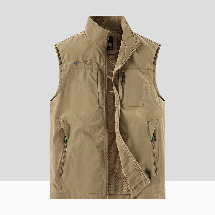 Herren Leichte Atmungsaktive Outdoor-Softshellweste mit Mesh-Innenfutter und Mehrfach-Reißverschlusstaschen Drune