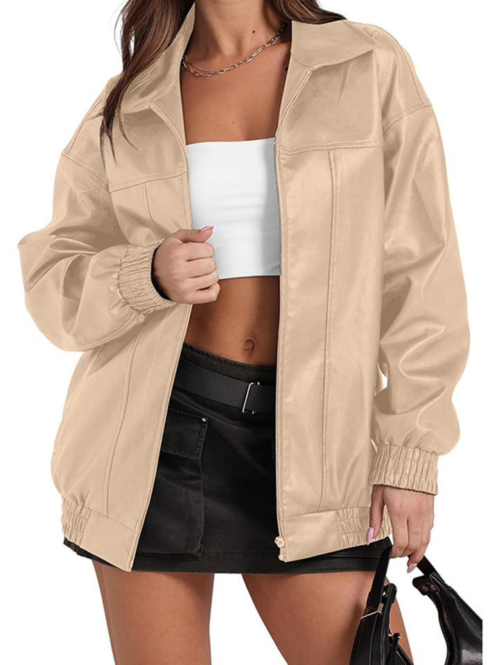 Damen Lässige Oversized-Jacke mit elastischen Bündchen und praktischen Taschen Drune