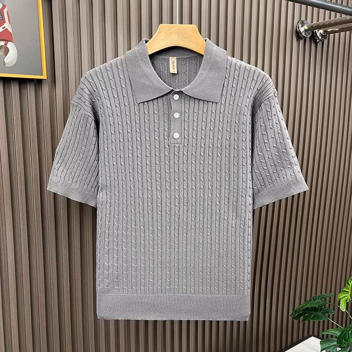 Herren Modisches Strick-Polohemd mit strukturiertem Design Drune