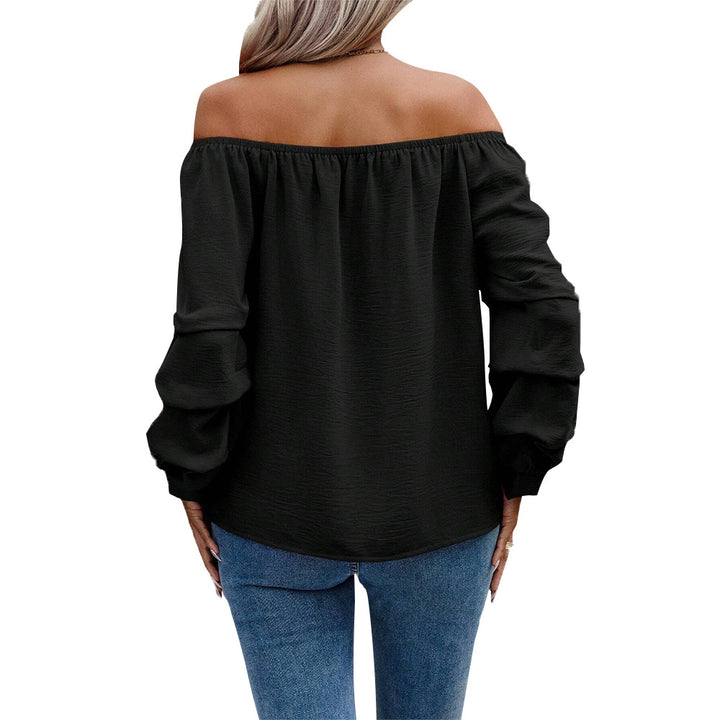 Damen Off-Shoulder Bluse mit Rüschendetails und langen Ärmeln Drune