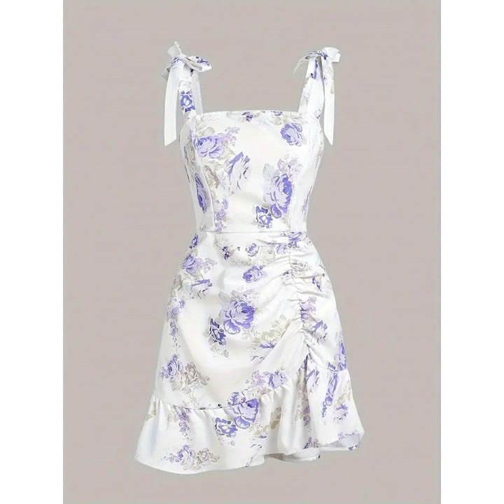 Damen Minikleid mit floralen Rüschendetails und taillierter Silhouette Drune