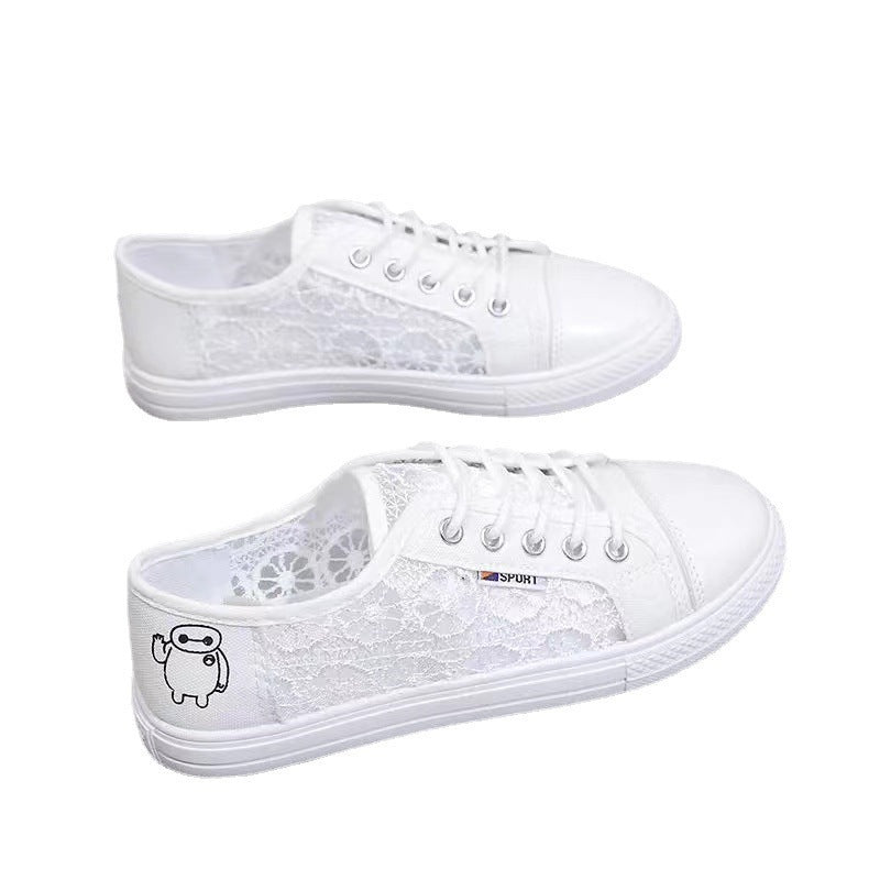 Damen Sneakers mit floralen Spitzen-Einsätzen Drune