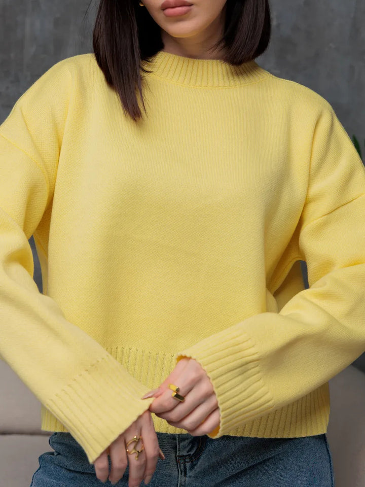 Damen Bequemer Strickpullover mit Rundhalsausschnitt
