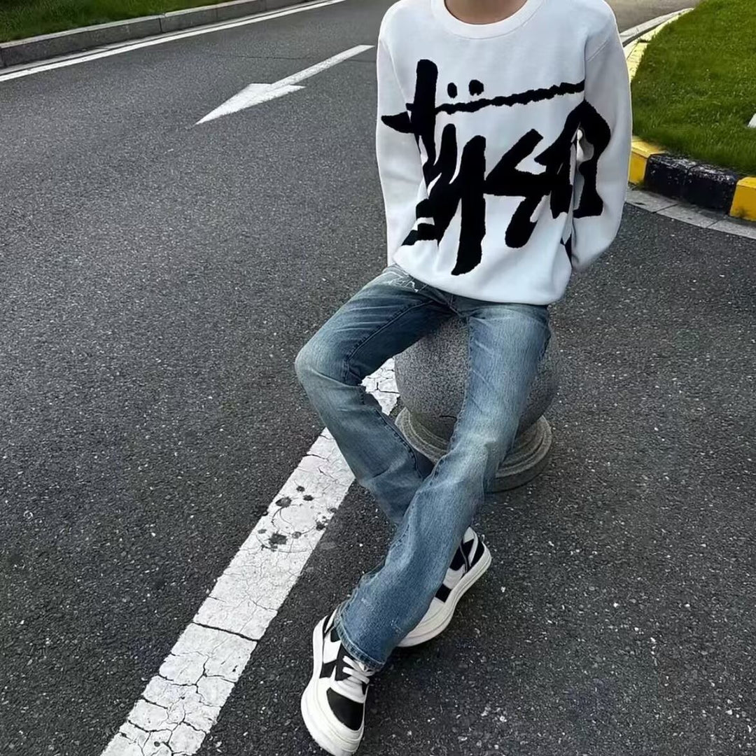 Herren Modischer Grobstrickpullover mit grafischem Design Drune
