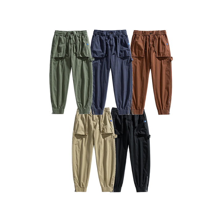 Herren Workwear-Cargohose im Tech-Joggerstil mit aufgesetzten Fronttaschen, Hammer-Schlaufe und Knöchel-Reißverschlüssen Drune