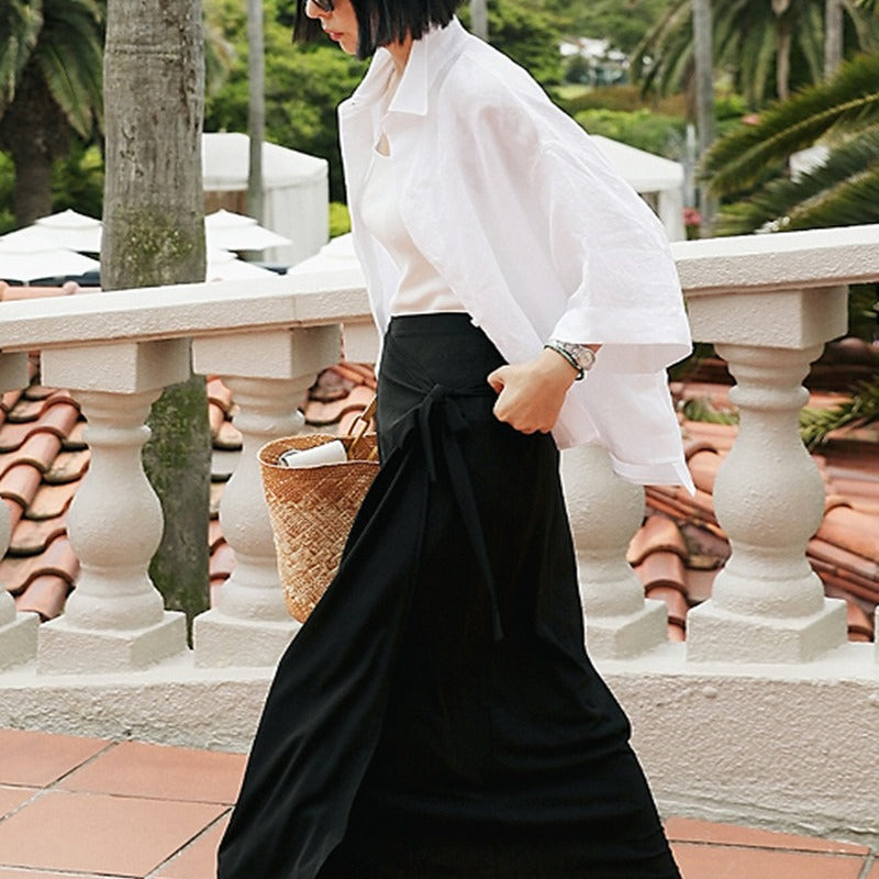 Damen Leichtes Oversize-Hemd aus Leinenmix mit kastiger Silhouette und asymmetrischem Saum Drune