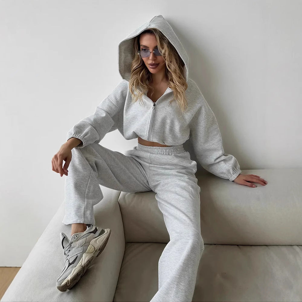Damen lässiges Lounge-Set mit Hoodie und weiten Hosen Drune