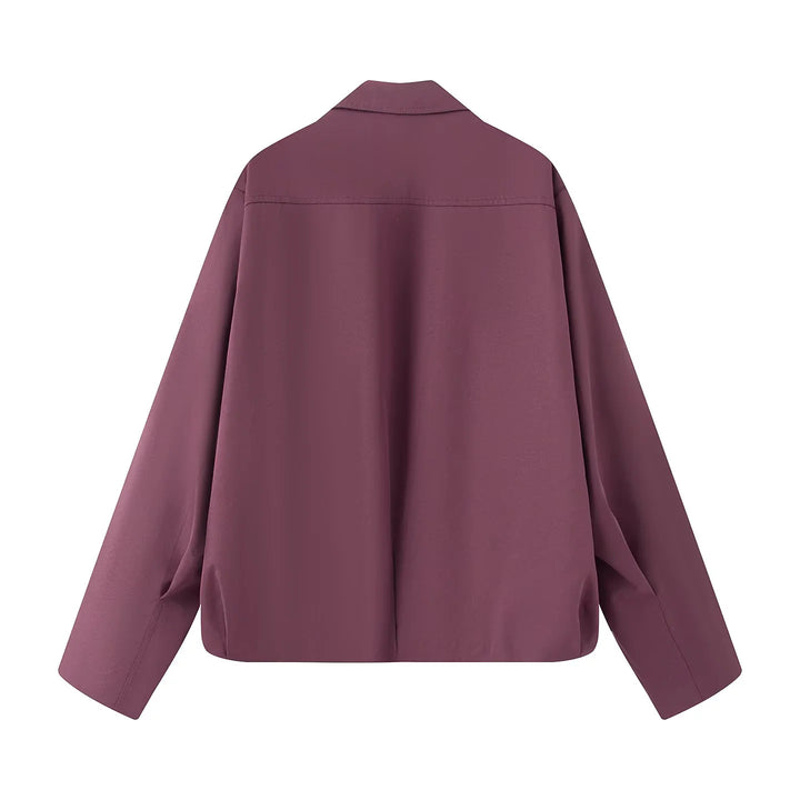 Damen nan leichte lässige Boxy-Blousonjacke mit verdecktem Zwei-Wege-Reißverschluss, hohem Kragen und seitlichen Eingrifftaschen Drune