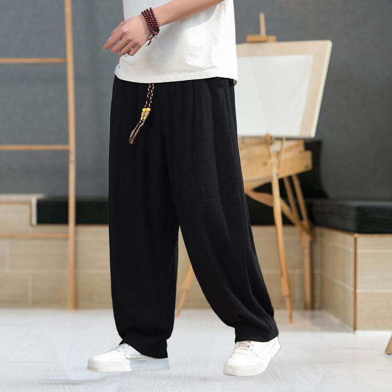 Herren Haremshose im Oversize-Baggy-Stil mit Kordelzug und elastischem Bund Drune