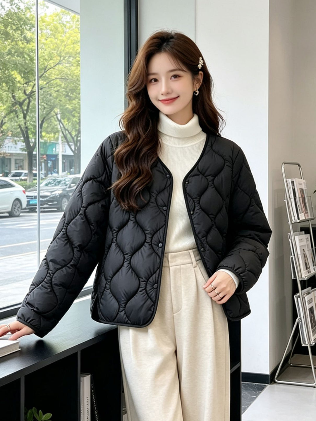 Damen Modische und kuschelige Steppjacke Drune