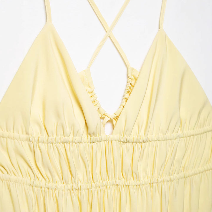 Femme Verstellbares Spaghetti-Top Maxikleid mit gerafftem Oberteil Drune