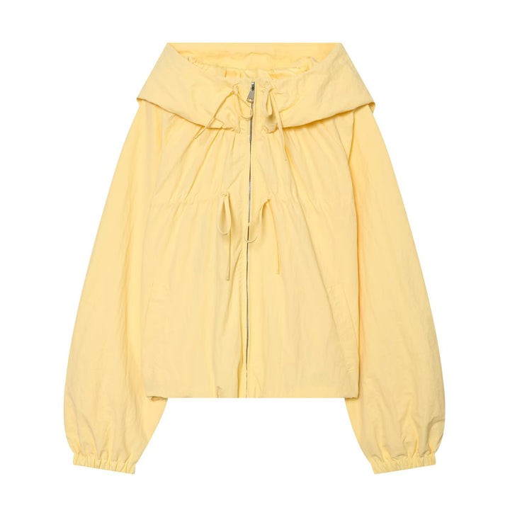 Damen Kurze Kapuzen-Windjacke mit Tunnelzug und Reißverschluss Drune