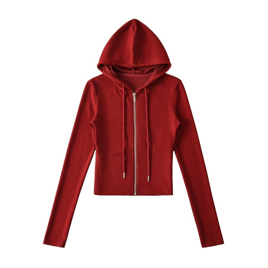Damen Crop-Hoodie mit praktischem Reißverschluss und sportlichem Design Drune