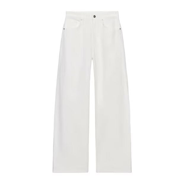 Damen High-Waist Denim-Jeans mit weitem Bein und Fünf-Taschen-Design Drune
