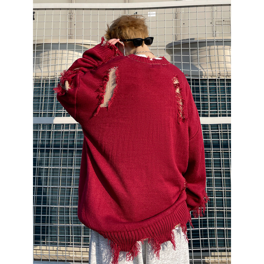 Herren Lässiger Grobstrickpullover mit distressed Optik Drune