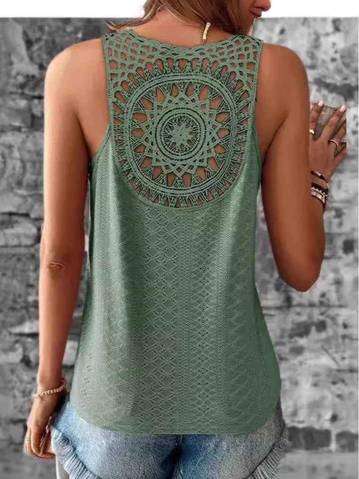Damen luftiges Häkelshirt mit einzigartigem Rückendetail Drune
